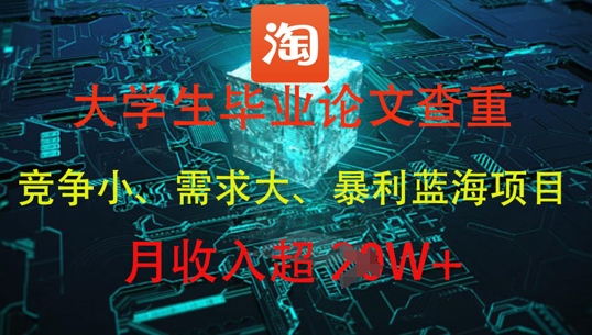 大学生毕业论文查重，暴利蓝海项目，月收入过1W+网赚项目-美肚杀分享