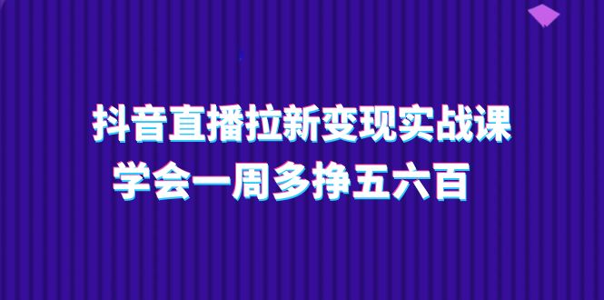 抖音直播拉新变现实操课，学会一周多挣五六百（15节课）网赚项目-美肚杀分享