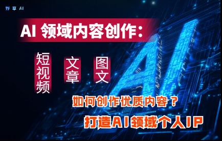 AI领域内容创作：高效创作短视频、文章、图文三大板块内容，打造AI领域个人IP网赚项目-美肚杀分享