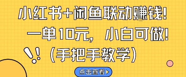 小红书+闲鱼联动挣钱，一单10元，小白可做网赚项目-美肚杀分享