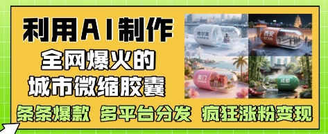 利用AI制作全网爆火的城市微缩胶囊，条条爆款， 多平台分发，疯狂涨粉变现网赚项目-美肚杀分享