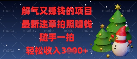 解气又挣钱的项目，最新违章拍照挣钱，随手一拍，轻松收入多张【揭秘】网赚项目-美肚杀分享