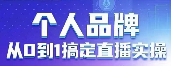 个人品牌：从0到1搞定直播实操，用直播为你的个人品牌赋能，六大实操板块，放大个人影响力网赚项目-美肚杀分享