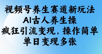 视频号养生赛道新玩法，AI古人养生操，疯狂引流变现，操作简单，单日变现多张网赚项目-美肚杀分享