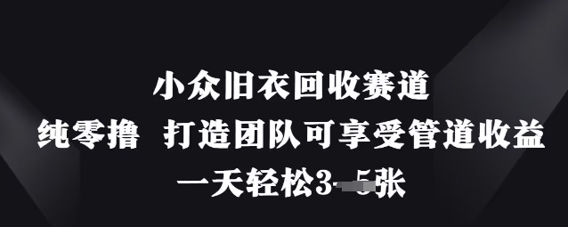 小众旧衣回收赛道，纯零撸 打造团队可享受管道收益，一天轻松3张网赚项目-美肚杀分享