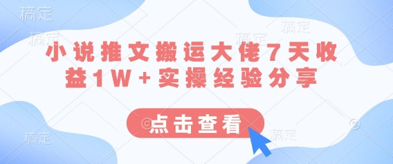小说推文搬运大佬7天收益1W+实操经验分享网赚项目-美肚杀分享