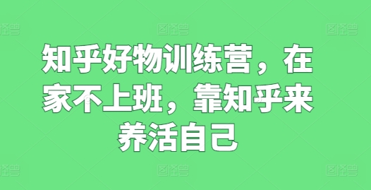 知乎好物训练营，在家不上班，靠知乎来养活自己网赚项目-美肚杀分享