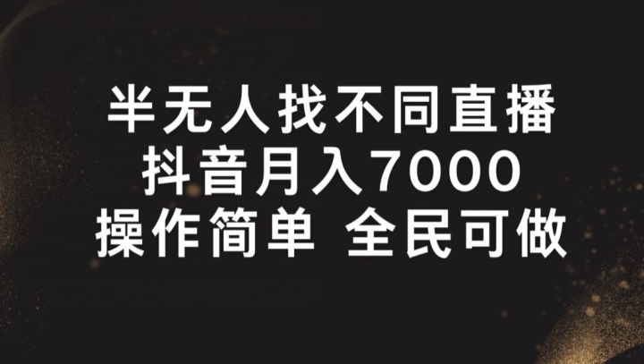 半无人找不同直播，月入7000+，操作简单 全民可做网赚项目-美肚杀分享