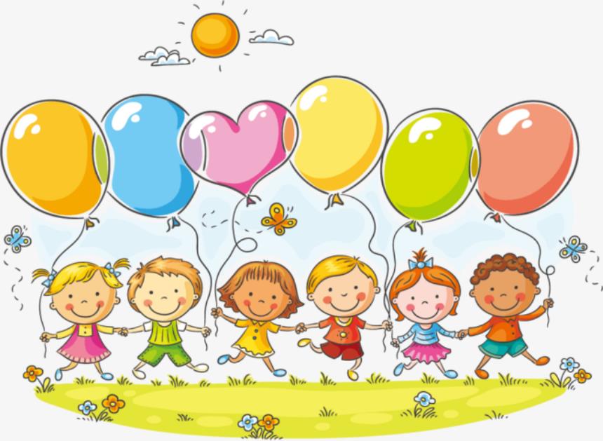 卡通手绘儿童人物气球-美肚杀分享