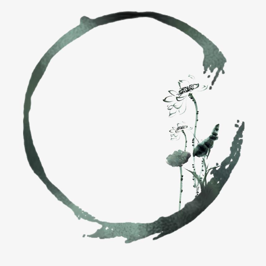 荷花荷叶水墨边框-美肚杀分享