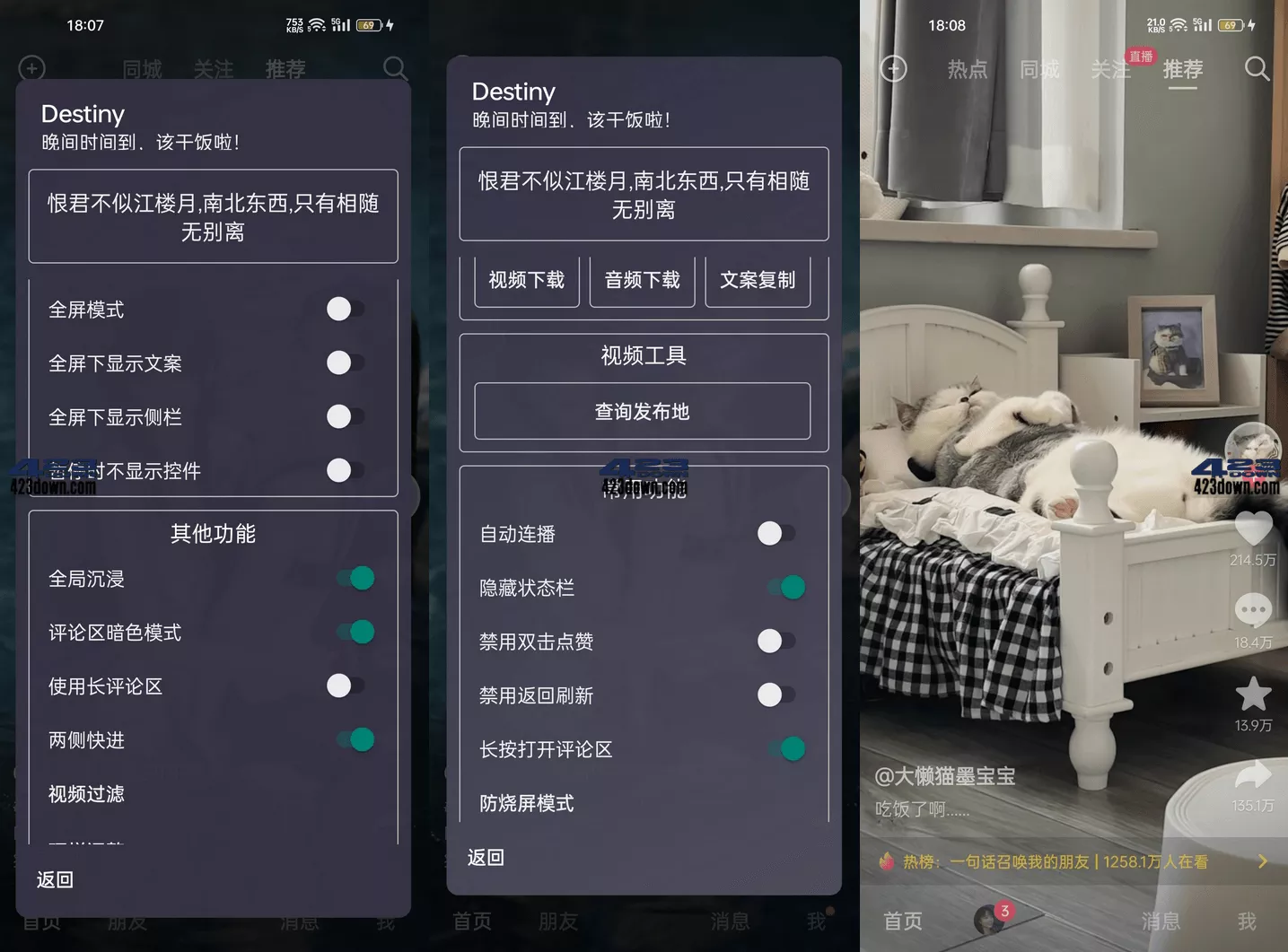 Destiny(抖音助手抖音去广告增强模块)V1.5.5-美肚杀分享