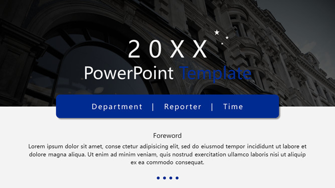 欧美风简约大气深蓝PPT模板-美肚杀分享