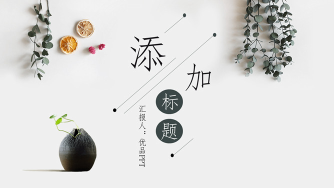 淡雅文艺自然小清新PPT模板-美肚杀分享