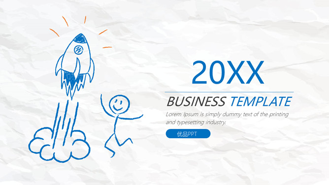 创意手绘卡通商务PPT模板-美肚杀分享