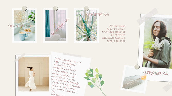 清新文艺图文手帐风PPT模板-美肚杀分享