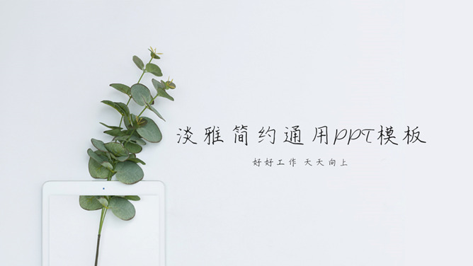 淡雅简约绿色清新PPT模板-美肚杀分享
