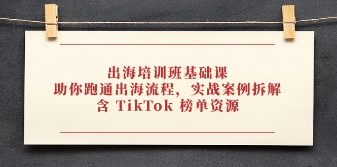 出海培训班基础课,助你跑通出海流程,实战案例拆解,含 TikTok 榜单资源网赚项目-美肚杀分享