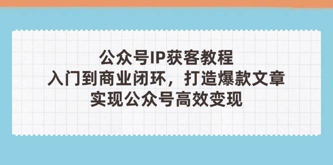 公众号IP获客教程(第3期),从入门到商业闭环,打造爆款文章,实现公众号高效变现网赚项目-美肚杀分享