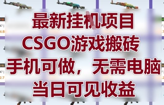 最新挂G项目,CSGO游戏搬砖,手机可做,无需电脑,当日见收益【揭秘】网赚项目-美肚杀分享