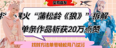 爆火“蒲松龄《狼》”实战拆解，仅6条作品涨粉24W，单条作品收获20W点赞，找对方法轻松起号月入过W网赚项目-美肚杀分享