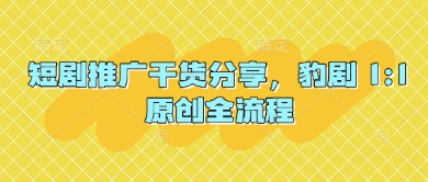 短剧推广干货分享，豹剧 1:1原创全流程网赚项目-美肚杀分享