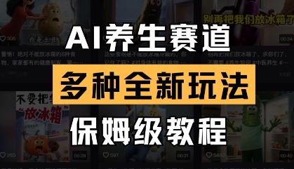 AI养生赛道，多种全新玩法，保姆级教程拆解网赚项目-美肚杀分享
