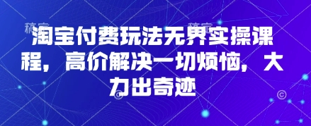 淘宝付费玩法无界实操课程，高价解决一切烦恼，大力出奇迹网赚项目-美肚杀分享