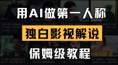 用AI做第一人称独白影视解说,手把手教学,保姆级教程网赚项目-美肚杀分享