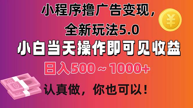 小程序撸广告变现,全新玩法5.0,小白当天操作即可上手,日收益 500~1000+网赚项目-美肚杀分享