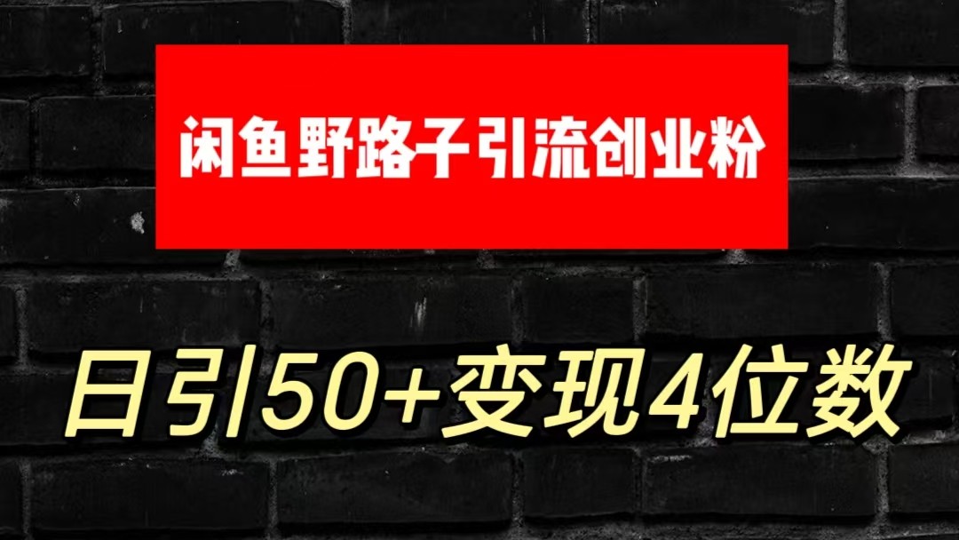 大眼闲鱼野路子引流创业粉，日引50+单日变现四位数网赚项目-美肚杀分享