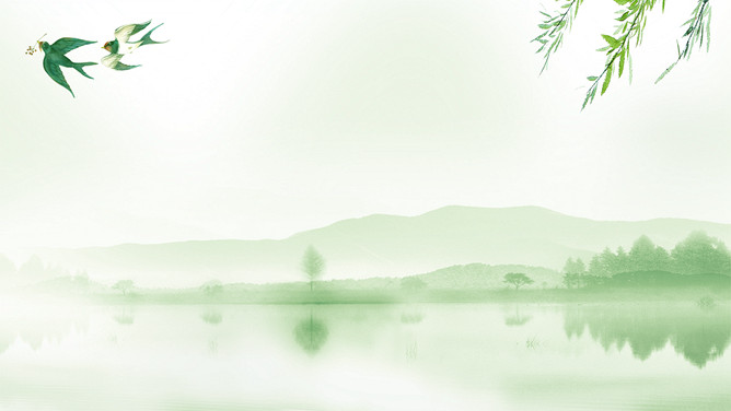 春天柳树燕子PPT背景图片-美肚杀分享