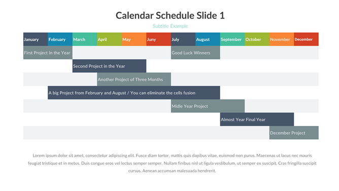 一年月份PPT甘特图素材-美肚杀分享