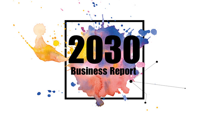 水彩墨迹艺术设计PPT模板-美肚杀分享