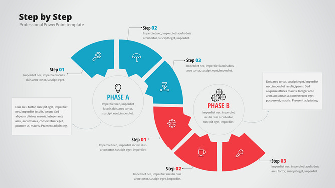 两阶段流程图PPT素材-美肚杀分享