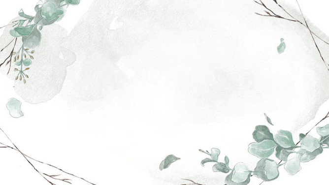 淡雅水彩叶子PPT背景图片-美肚杀分享