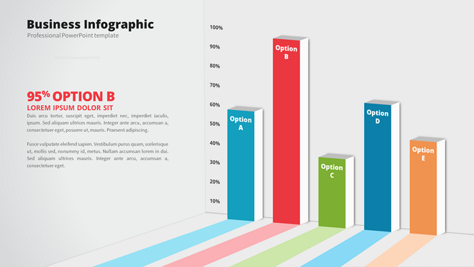 立体长阴影PPT条形图-美肚杀分享