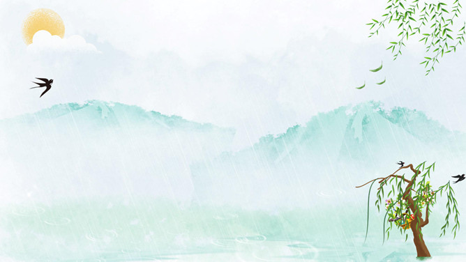 春天燕子春暖花开PPT背景-美肚杀分享