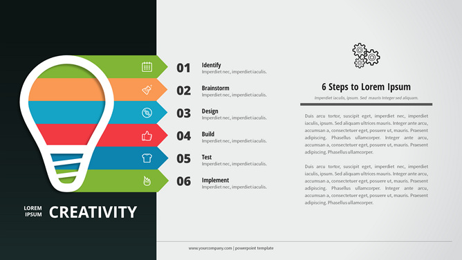 灯泡创意项目罗列PPT素材-美肚杀分享