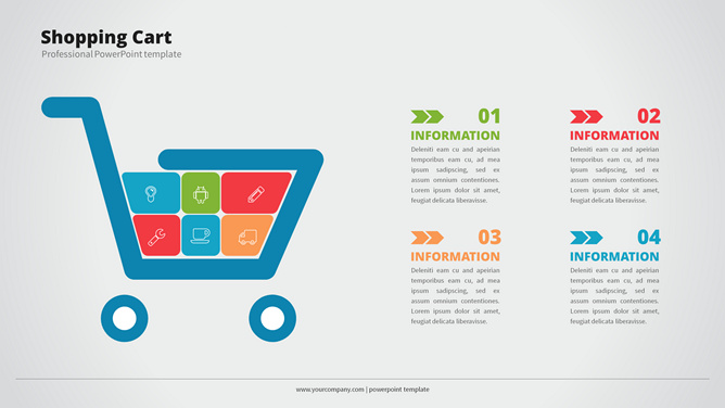 购物车项目并列PPT图形-美肚杀分享