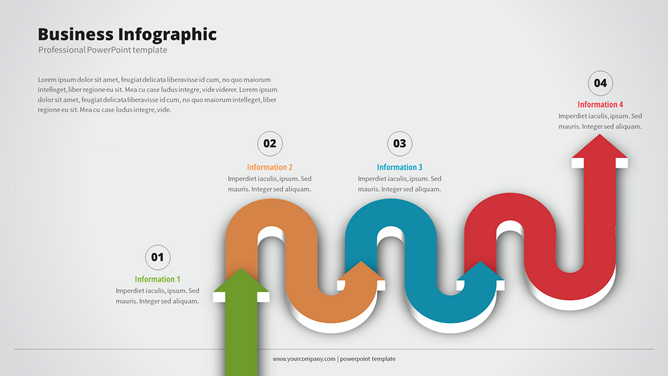 波浪箭头流程图PPT素材-美肚杀分享
