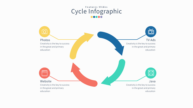 箭头旋转循环PPT图形素材-美肚杀分享