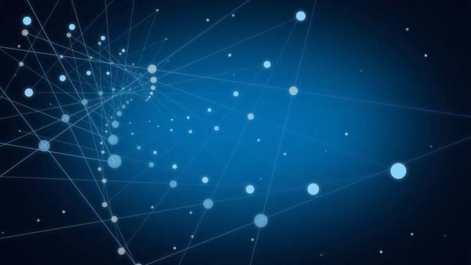 科技深蓝点线粒子PPT背景图片-美肚杀分享