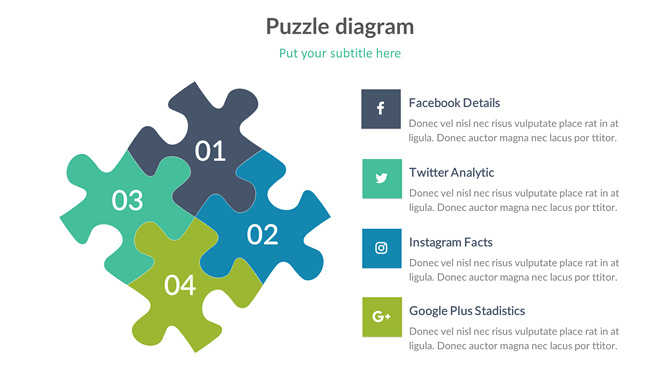 四项拼图PPT图形素材-美肚杀分享