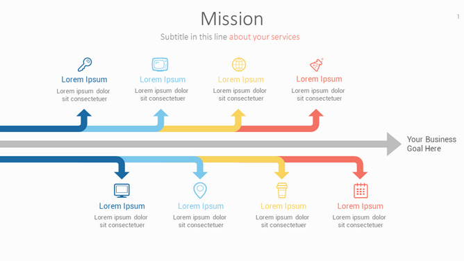 方向箭头项目并列PPT素材-美肚杀分享