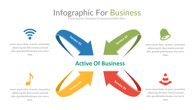 四箭头向心聚合PPT素材-美肚杀分享