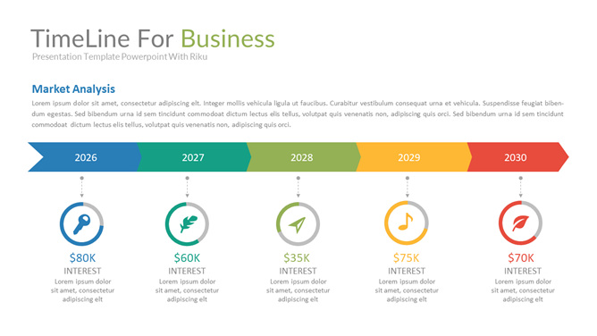 方向箭头时间轴PPT素材-美肚杀分享