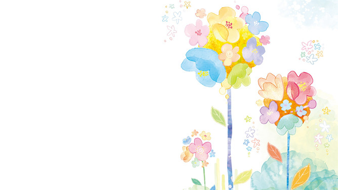 淡雅清新水彩花朵PPT背景图片-美肚杀分享