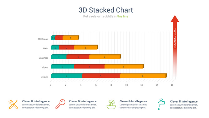 立体三段条形图PPT素材-美肚杀分享