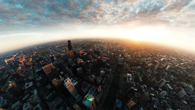 大气城市天际线PPT背景图片-美肚杀分享