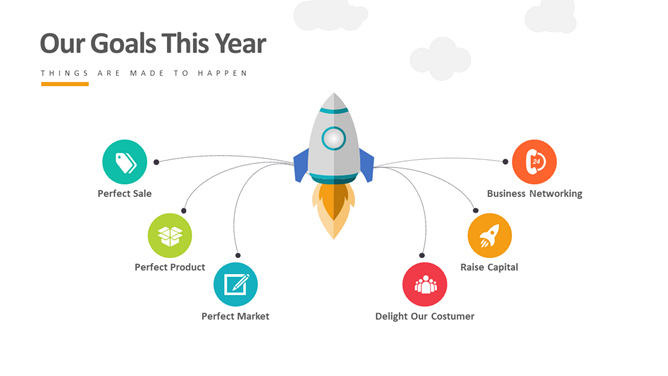 小火箭目标计划列表PPT图形-美肚杀分享